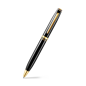 Lapis Bard Contemporary Ballpoint Pen – Black With Gold Trims